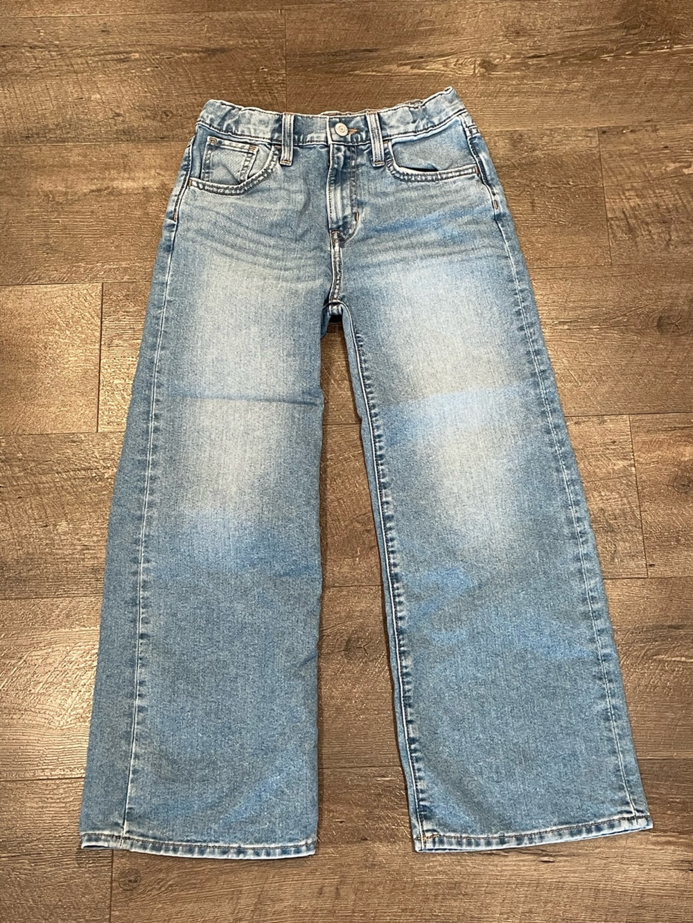 Old Navy Girl’s Blue High-Rise Baggy Wide Leg Jeans with Built-in Tough Size 10 - Picture 1 of 5